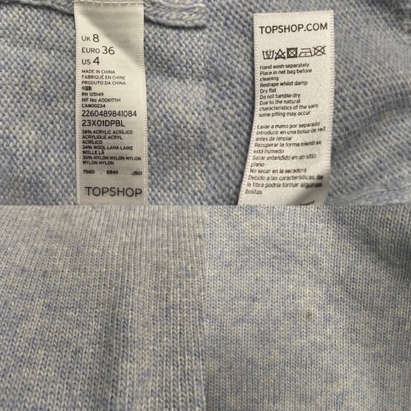 Topshop Heather Blue Long Sleeve Knit Jewel Studded Crewneck Sweater 4 - Picture 4 of 16